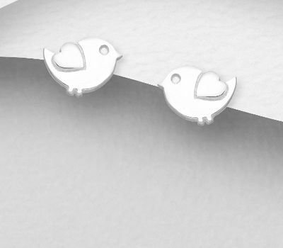 925 Sterling Silver Bird Push-Back Earrings