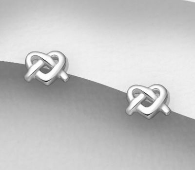 Şəkli böyütmək üçün tiklayın 925 Sterling Silver Love Knot Push-Back Earrings
