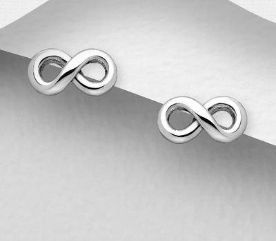 Şəkli böyütmək üçün tiklayın 925 Sterling Silver Infinity Push-Back Earrings