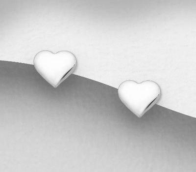 Şəkli böyütmək üçün tiklayın 925 Sterling Silver Heart Push-Back Earrings