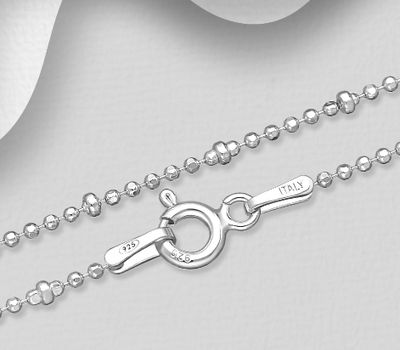 Şəkli böyütmək üçün tiklayın ITALIAN DELIGHT - 925 Sterling Silver Ball Chain, 1.8 mm Wide, Made in Italy
