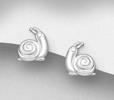 Şəkli böyütmək üçün tiklayın 925 Sterling Silver Snail Push-Back Earrings