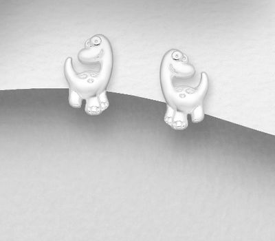 Şəkli böyütmək üçün tiklayın 925 Sterling Silver Dinosaurs Push-Back Earrings