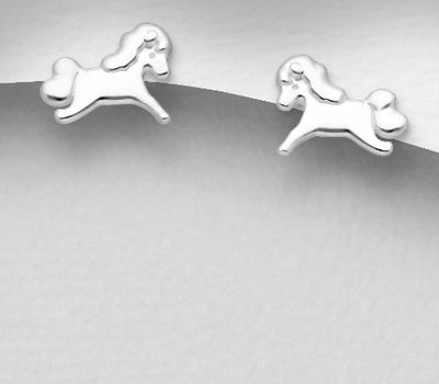 925 Sterling Silver Horse Push-Back Earrings
