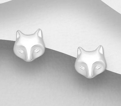 925 Sterling Silver Fox Push-Back Earrings