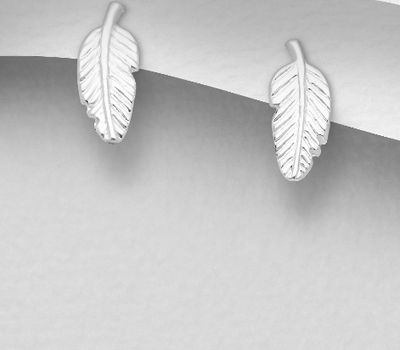 Şəkli böyütmək üçün tiklayın 925 Sterling Silver Leaf Push-Back Earrings
