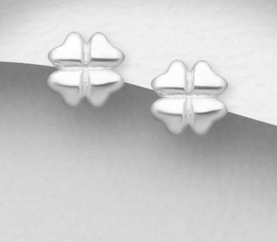 Şəkli böyütmək üçün tiklayın 925 Sterling Silver Clover Push-Back Earrings