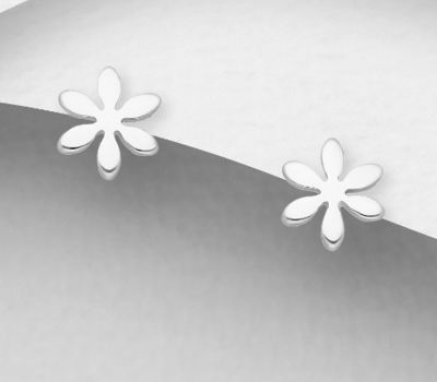 925 Sterling Silver Flower Push-Back Earrings