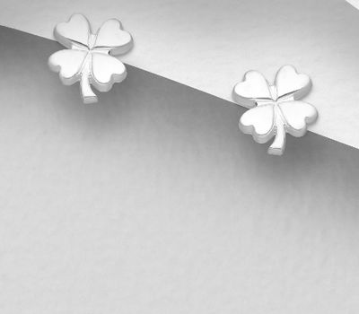 Şəkli böyütmək üçün tiklayın 925 Sterling Silver Clover Push-Back Earrings