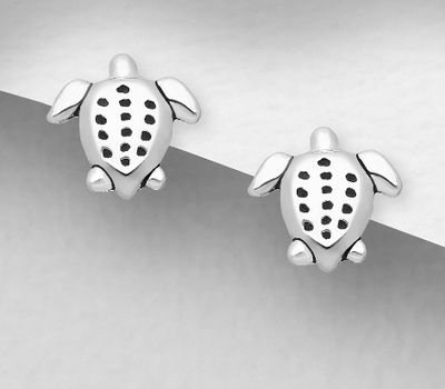 925 Sterling Silver Turtle Push-Back Earrings