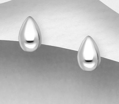 Şəkli böyütmək üçün tiklayın 925 Sterling Silver Pearl Shape Push-Back Earrings