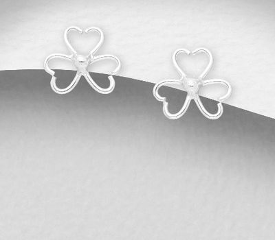 Şəkli böyütmək üçün tiklayın 925 Sterling Silver Flower Push-Back Earrings