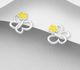 925 Sterling Silver Butterfly & Flower Push-Back Earrings Decorated With Colored Enamel