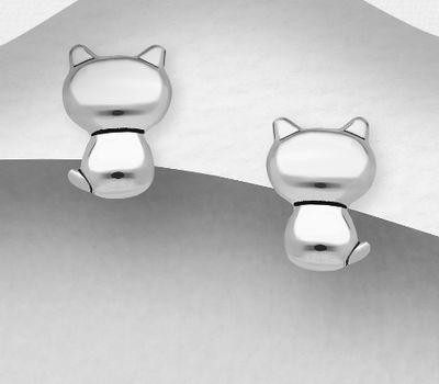 925 Sterling Silver Cat Push-Back Earrings
