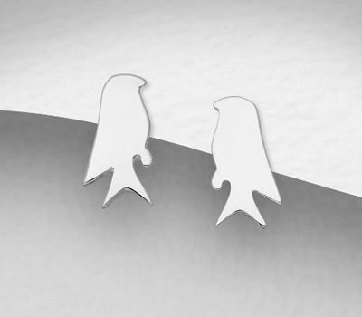 Şəkli böyütmək üçün tiklayın 925 Sterling Silver Push-Back Bird Earrings