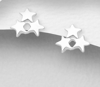 925 Sterling Silver Star Push-Back Earrings