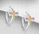 925 Sterling Silver Dragonfly Hoop Earrings Decorated with Colored Enamel