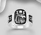 925 Sterling Silver Oxidized Pharaoh Ring, Featuring Egyptian Cross
