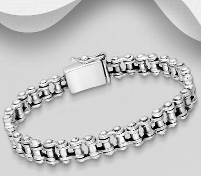 Şəkli böyütmək üçün tiklayın 925 Sterling Silver Oxidized Bike Chain Bracelet