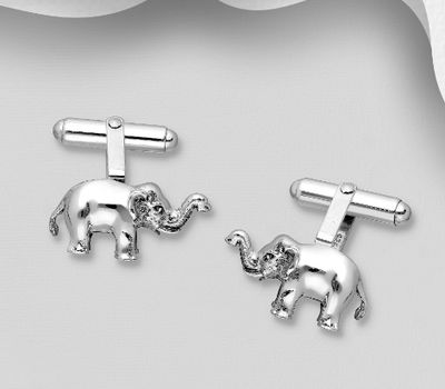 925 Sterling Silver OxidizedElephant Cuff Links