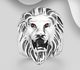 925 Sterling Silver Oxidized Lion Ring Decorated With CZ