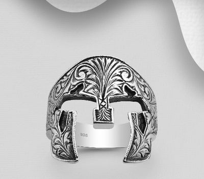 925 Sterling Silver Oxidized Roman Helmet Ring