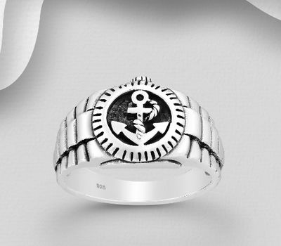 Şəkli böyütmək üçün tiklayın 925 Sterling Silver Anchor Ring