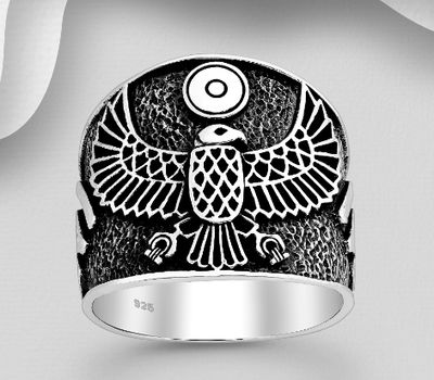 Şəkli böyütmək üçün tiklayın 925 Sterling Silver Oxidized Eagle Ring