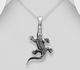 925 Sterling Silver Oxidized Crocodile Pendant