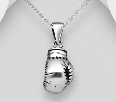 925 Sterling Silver Oxidized Boxing Gloves Pendant