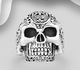925 Sterling Silver Oxidized Swirl Skull Ring