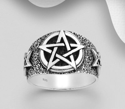 Şəkli böyütmək üçün tiklayın 925 Sterling Silver Oxidized Star Ring
