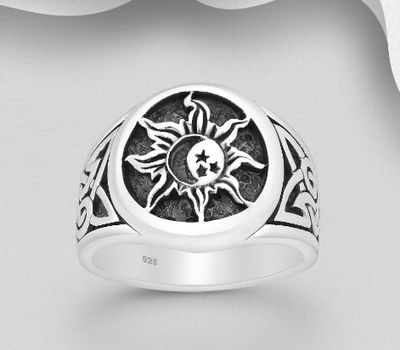 Şəkli böyütmək üçün tiklayın 925 Sterling Silver Celtic and Sun Ring