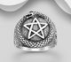 925 Sterling Silver Ouroboros Snake Star Ring