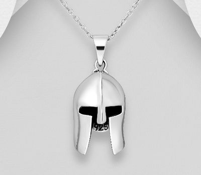 925 Sterling Silver Oxidized Warrior Mask Pendant