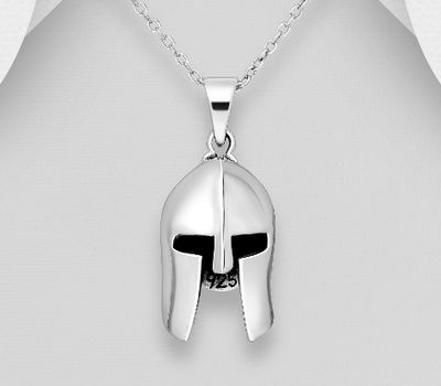 Şəkli böyütmək üçün tiklayın 925 Sterling Silver Oxidized Warrior Mask Pendant