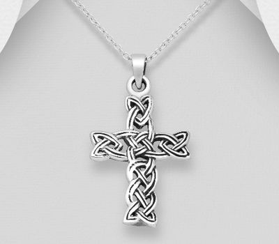 Şəkli böyütmək üçün tiklayın 925 Sterling Silver Celtic and Cross Pendant