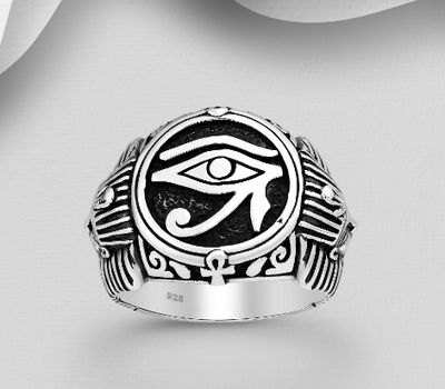 925 Sterling Silver Oxidized The Eye Of Ra Ring