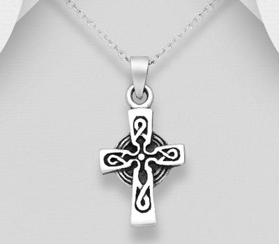 925 Sterling Silver Celtic and Cross Pendant