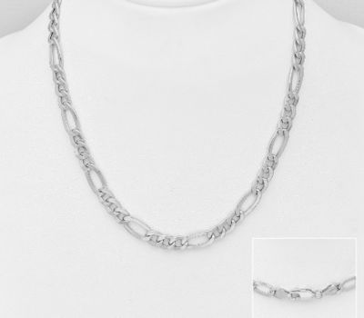 ITALIAN DELIGHT - 925 Sterling Silver Figaro Necklace, 5.5 mm Wide, Made in Italy.