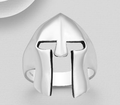 925 Sterling Silver Oxidized Warrior Mask Ring