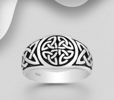 925 Sterling Silver Oxidized Celtic Ring