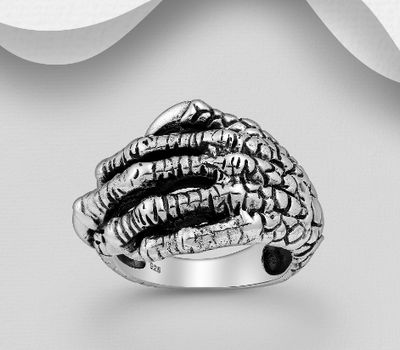 925 Sterling Silver Oxidized Skull Hand Ring