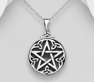 925 Sterling Silver Oxidized Star and Celtic Pendant