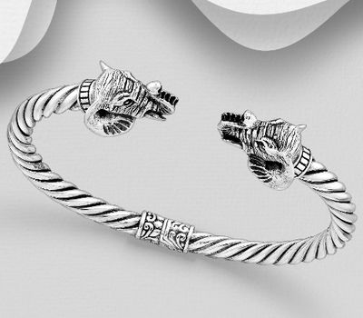 925 Sterling Silver Oxidized Elephant Cuff Bracelet