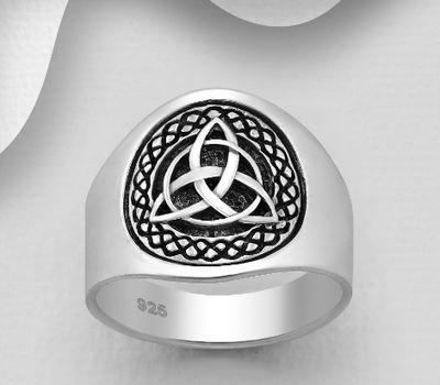 925 Sterling Silver Oxidized Celtic Ring
