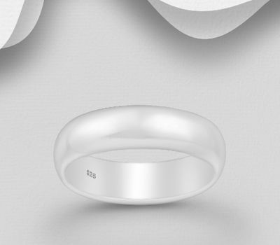 Şəkli böyütmək üçün tiklayın 925 Sterling Silver Band Ring, 6 mm Wide