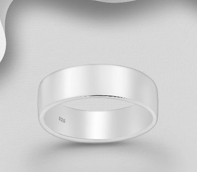 925 Sterling Silver Engravable Matt Band Ring, 6 mm Wide.