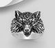 925 Sterling Silver Oxidized Wolf Ring