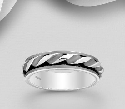 Şəkli böyütmək üçün tiklayın 925 Sterling Silver Oxidized Spin Ring